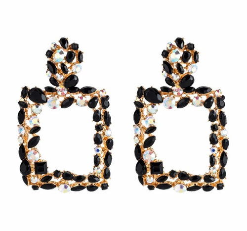 Venice Black Crystal Earrings - Nicholls Jewellery