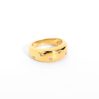 Crystal Gold Chunky Ring