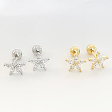 Load image into Gallery viewer, Crystal Petal Flower Gold Studs
