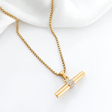 Load image into Gallery viewer, T Bar &amp; Crystal Necklace
