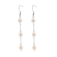 Load image into Gallery viewer, Delicate Pearl Drop Earrings Silver
