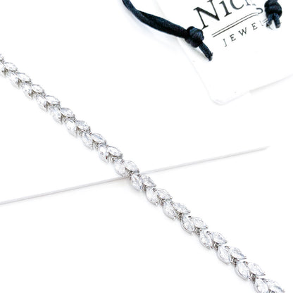Leaf Silver Crystal Bracelet