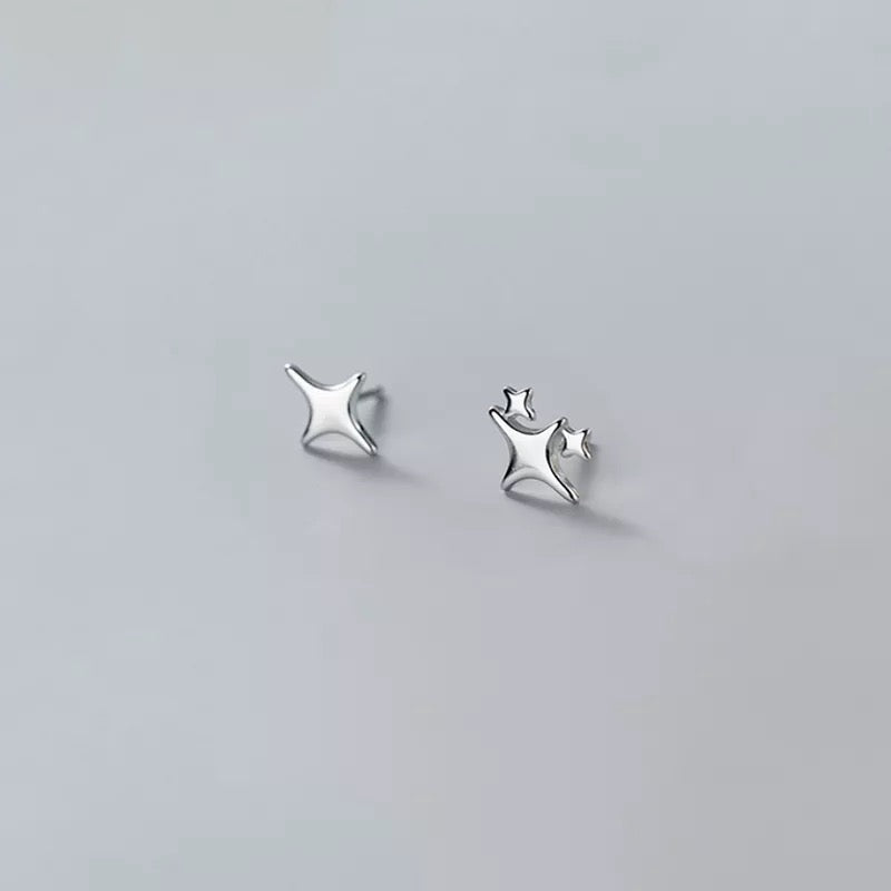 Twinkle Silver Star Studs